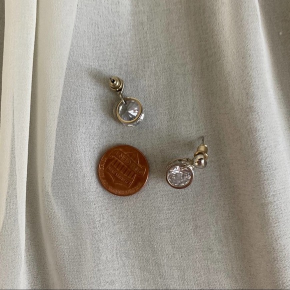 VTG CZ Diamond Front Back Circle Dangle Earrings - Picture 2 of 6